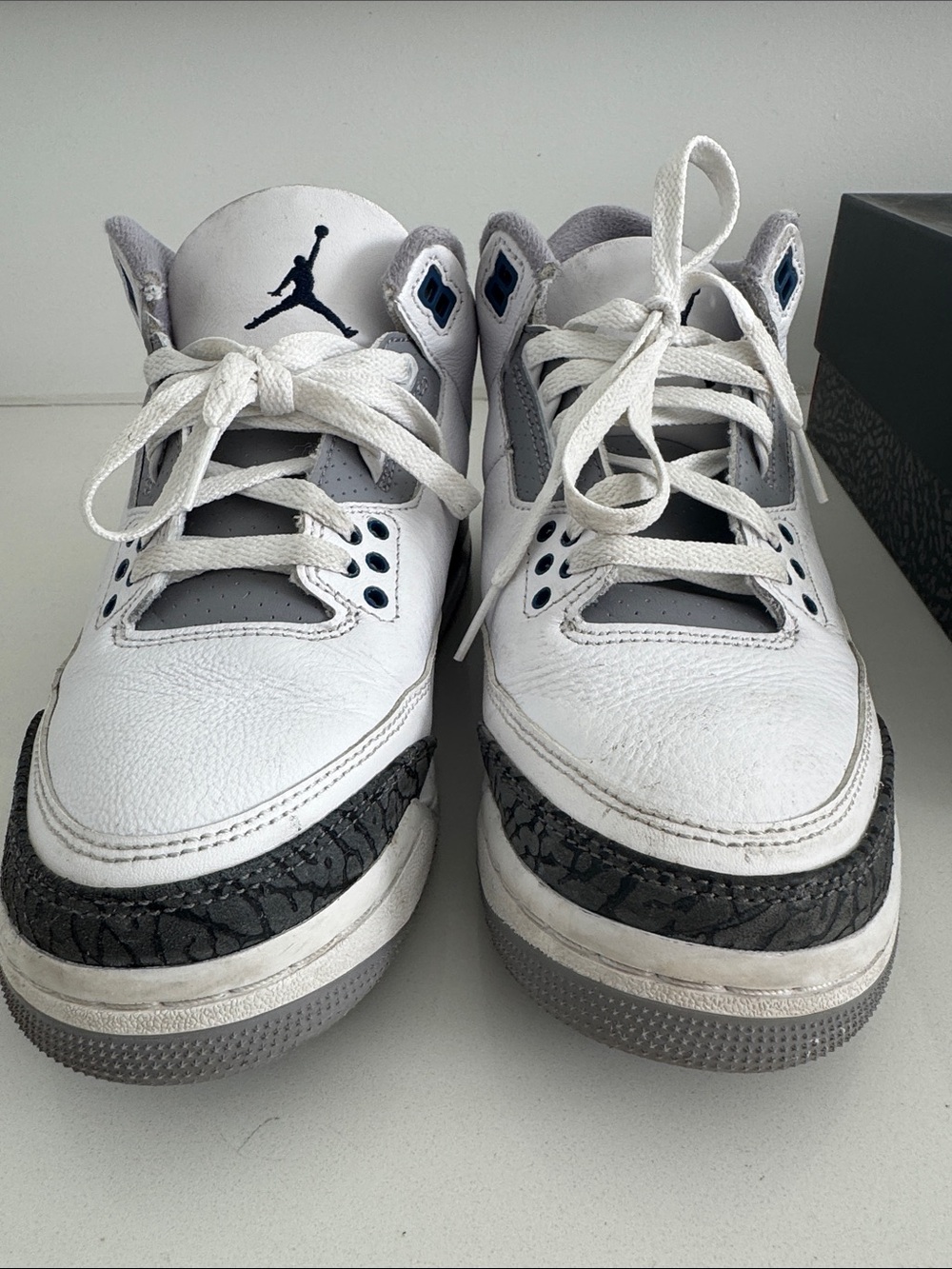Nike Kids White and Gray Retro Sneaker with Black Elephant Print
